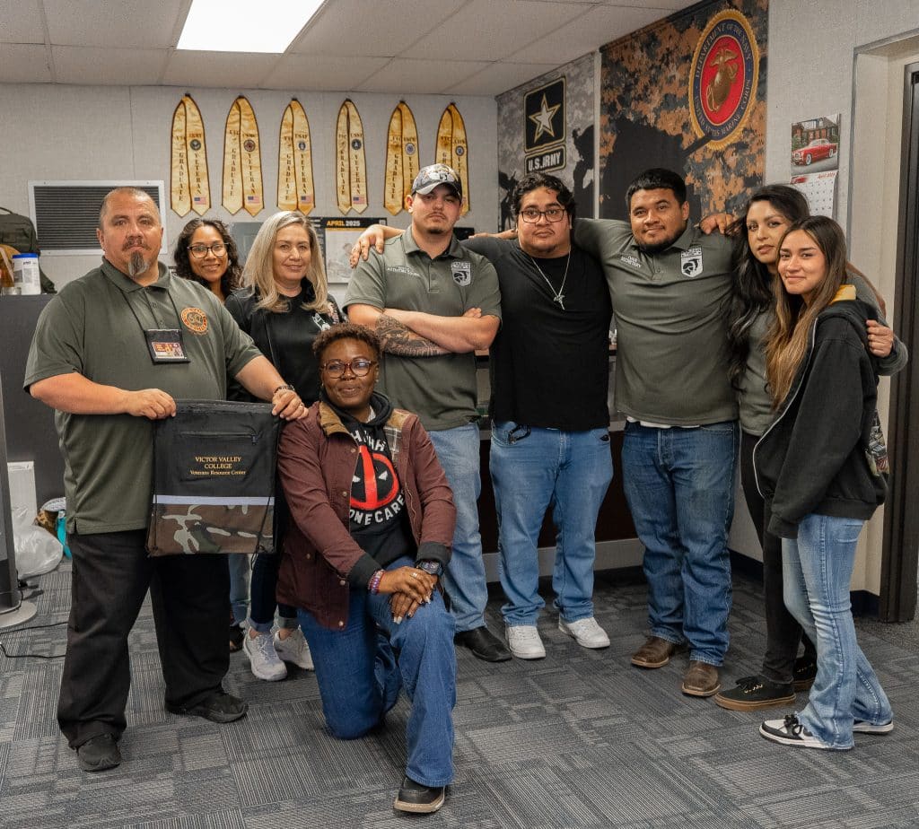 A student veteran at the Victor Valley College Veterans Resource Center