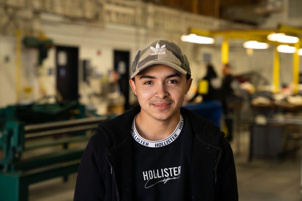 A Victor Valley College career and technical education student in the industrial technology shop
