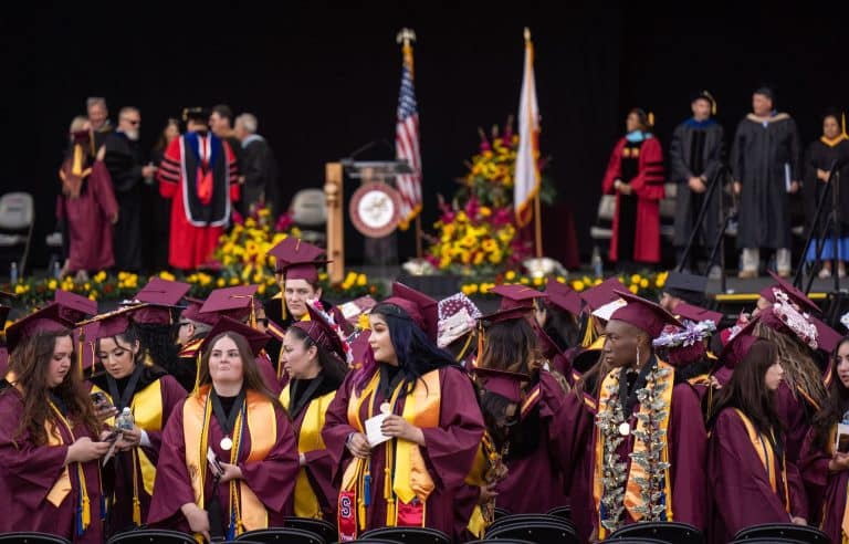 Students on stage at the Victor Valley College scholarship ceremony