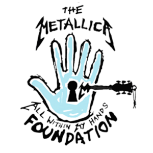 The All Within My Hands Foundation logo, a hand with a keyhole and a guitar neck